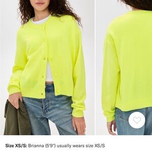 American Vintage Damsville Cardigan Neon Yellow Size XS/S NWT